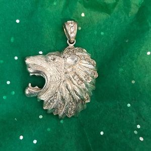 Stamped Sterling Silver Lion’s Head Pendant